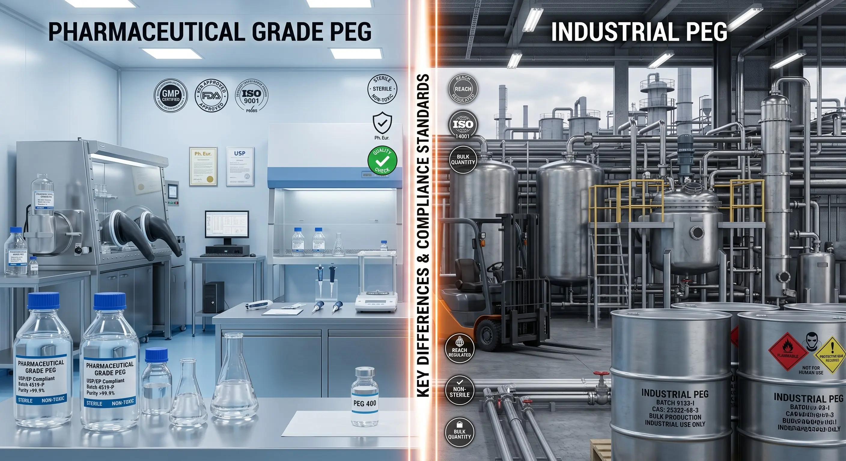 Pharmaceutical Grade Polyethylene Glycol (PEG) vs Industrial PEG: Key Differences and Compliance Standards