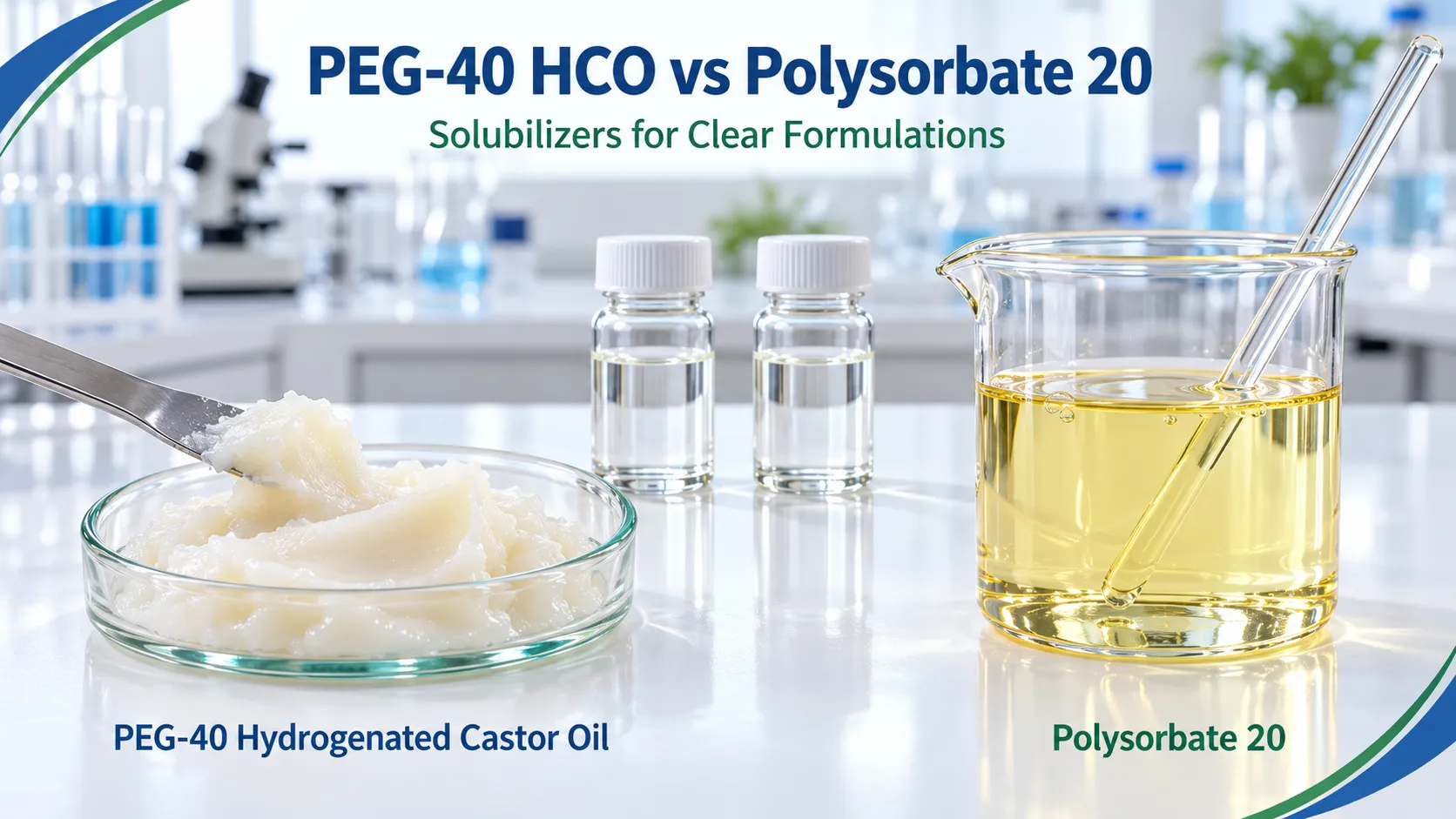 PEG-40 Hydrogenated Castor Oil vs Polysorbate 20: Choosing a Solubilizer for Clear Formulations