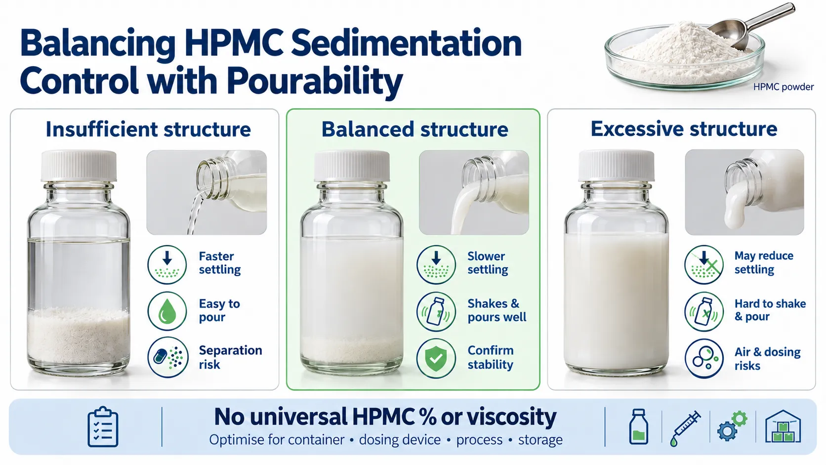 Balancing HPMC Sedimentation Control with Pourability