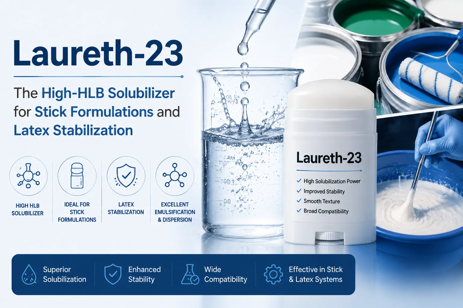 Laureth-23 - The High-HLB Solubilizer for Stick Formulations and Latex Stabilization