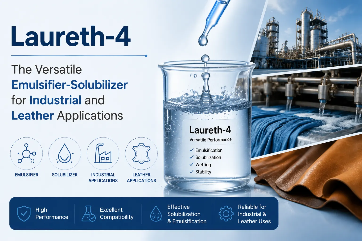 Laureth-4 - The Versatile Emulsifier-Solubilizer for Industrial and Leather Applications