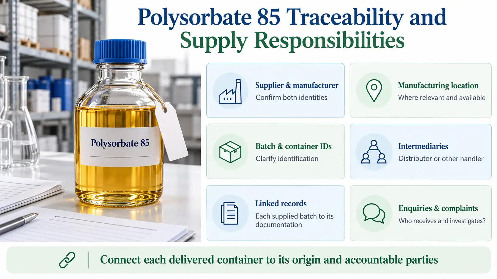 Polysorbate 85 Traceability and Supply Responsibilities