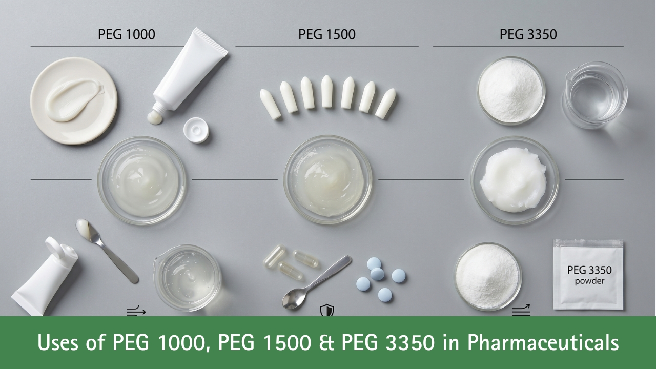 Uses of PEG 1000, PEG 1500 & PEG 3350 in Pharmaceuticals